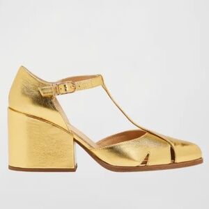 NIB Gabriela Hearst HAWES Gold Metallic Mary Jane Pumps size 39 (read sizing!)